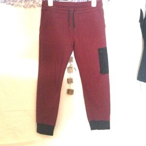 Boys athletic works Maroon Jogger Pants with Black Pocket